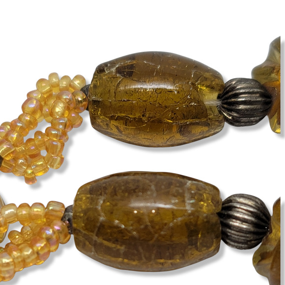 Vintage Blown Glass Beads, Brown, Amber, Gold, Multi-shapes strand 36" - Picture 9 of 9